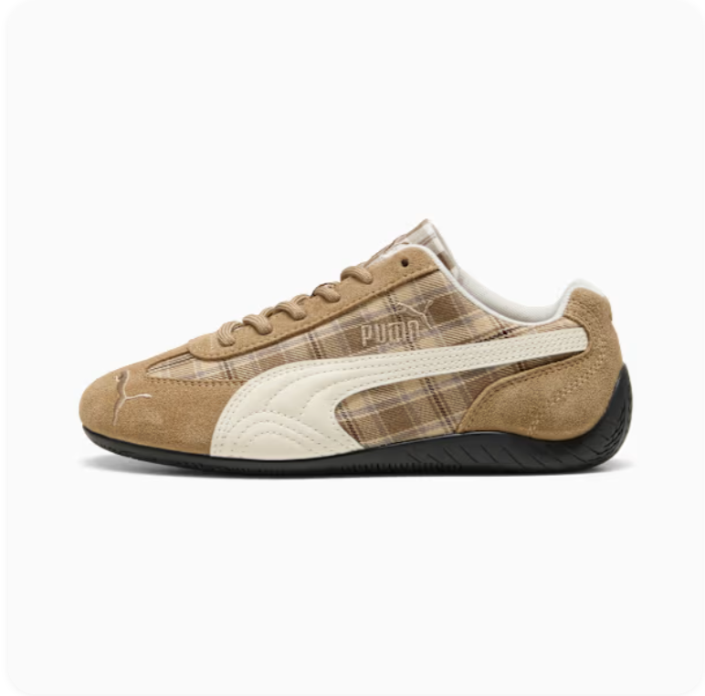 Puma Speedcat OG Tartan Plaid Camel Cream – side profile view angle