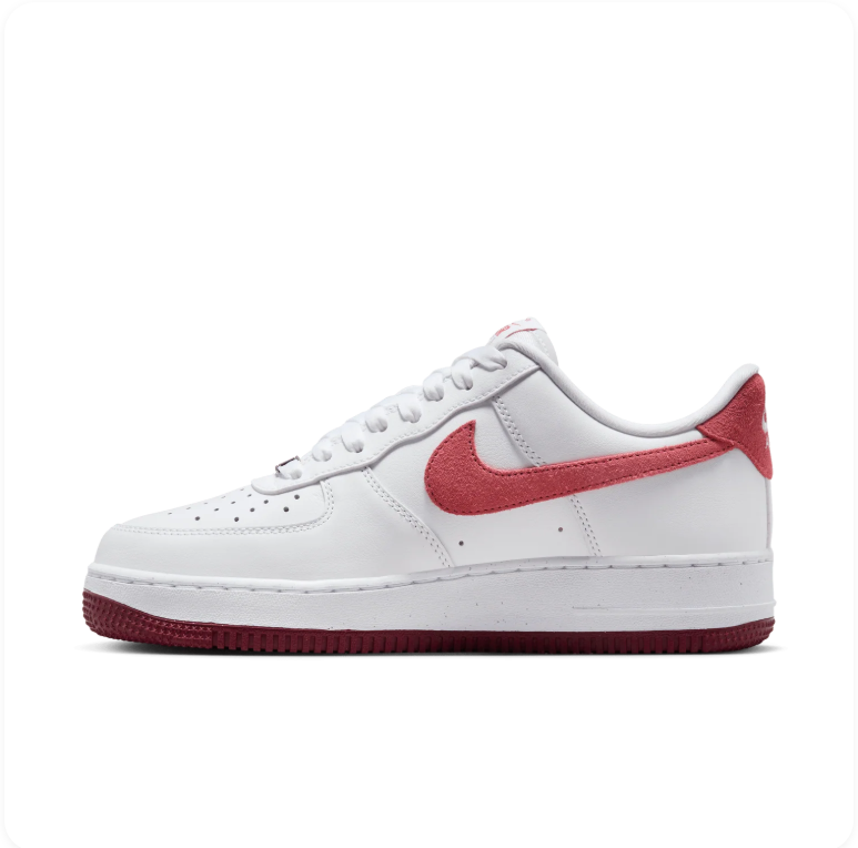 Nike Air Force 1 Low 07 White Adobe Team Red – alternate side profile view