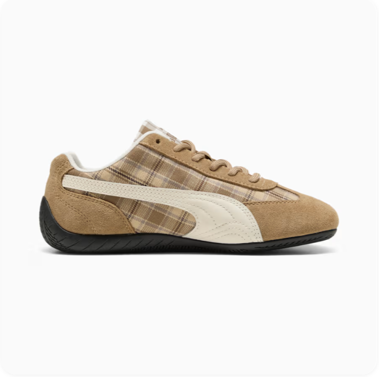 Puma Speedcat OG Tartan Plaid Camel Cream – clean side profile view