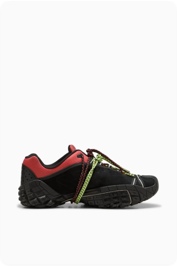 Puma Relik Black Coral Red Vibram – alternate side profile view showing Vibram lug outsole
