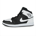 Air Jordan 1 Mid SE Black White Speckle – side profile view showing Wings logo and speckle print panel