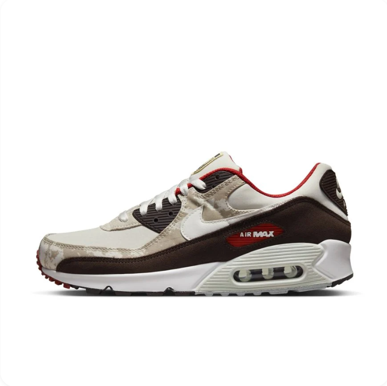 Nike Air Max 90 Beef and Broccoli Sail Espresso Red – side profile view close angle